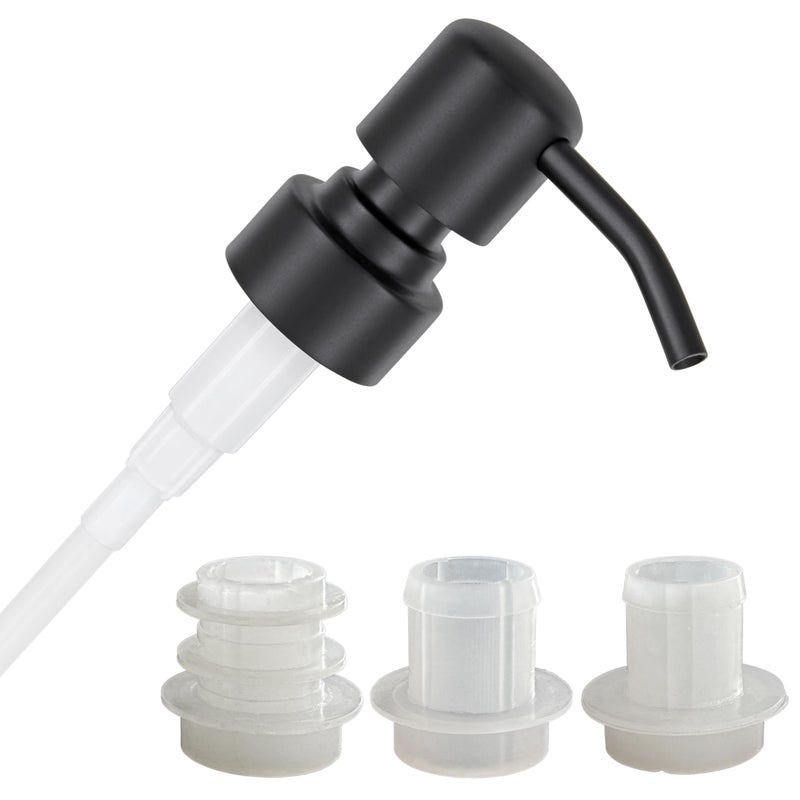 ALTGLAS Upcycling Soap Dispenser Pump Head Zagreb with 3 Silicone Stoppers Fitting Ring Set for All Bottle Openings With Diameter 1823mm Black
