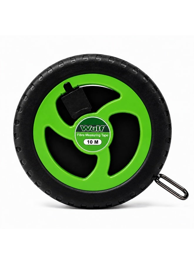 Wulf 10M Fibre Measuring Tape 33ft Heavy Duty Open Reel Tape Measure with Clear Metric and Inch Markings for Construction Surveying Landscaping and DIY Measuring - Image 3
