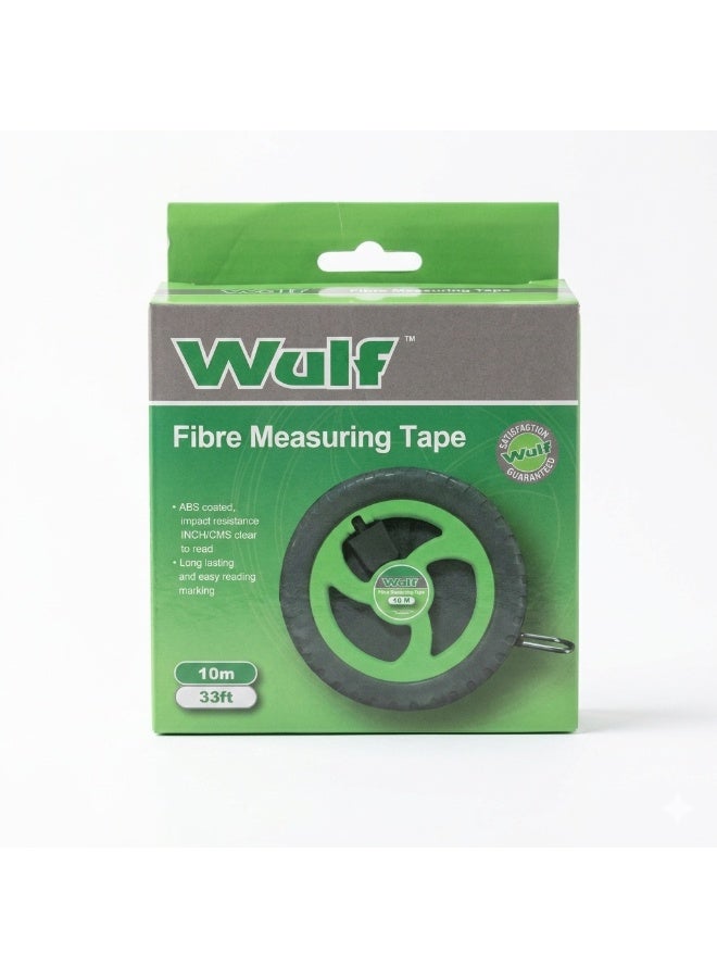 Wulf 10M Fibre Measuring Tape 33ft Heavy Duty Open Reel Tape Measure with Clear Metric and Inch Markings for Construction Surveying Landscaping and DIY Measuring - Image 2