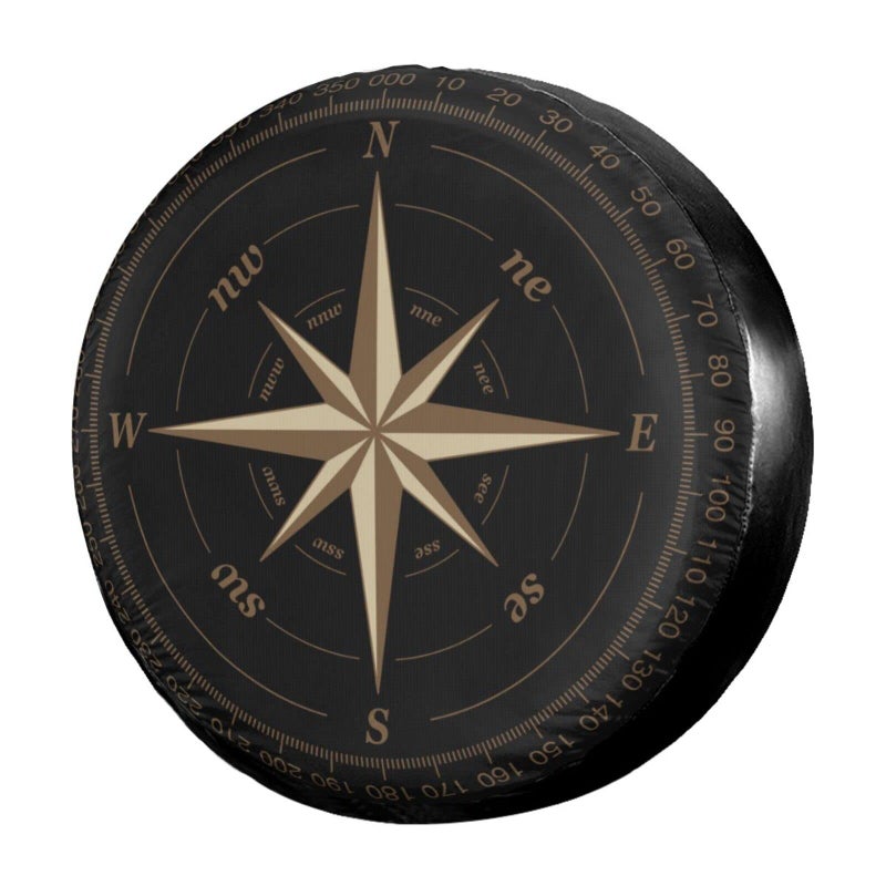 غطاء إطار احتياطي أسود من فوروايديا مع بوصلة مناسب للمقطورات والسيارات الرياضية المتعددة الاستخدامات والعديد من المركبات 17 بوصة