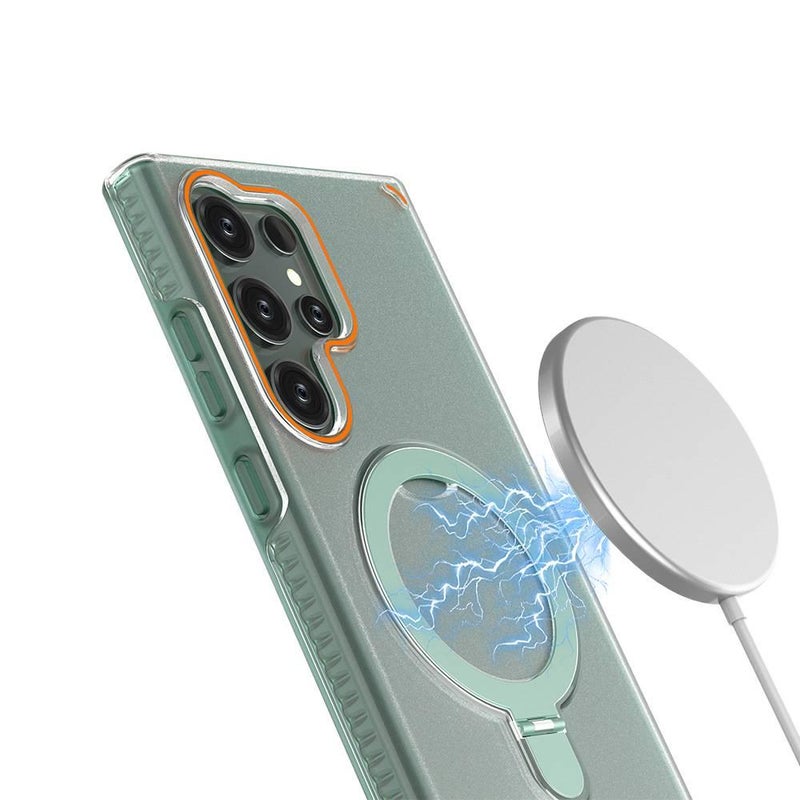 غطاء MagSafe بAcrylic لـ iPhone 16 / 16 Plus / 16 Pro / 16 Pro Max باللون Mint مغناطيسي بوظيفة حامل من الأكريليك مع مغناطيس قوي وحامل قائم مع مقاوم للصدمات مع حماية من السقوط - Image 4