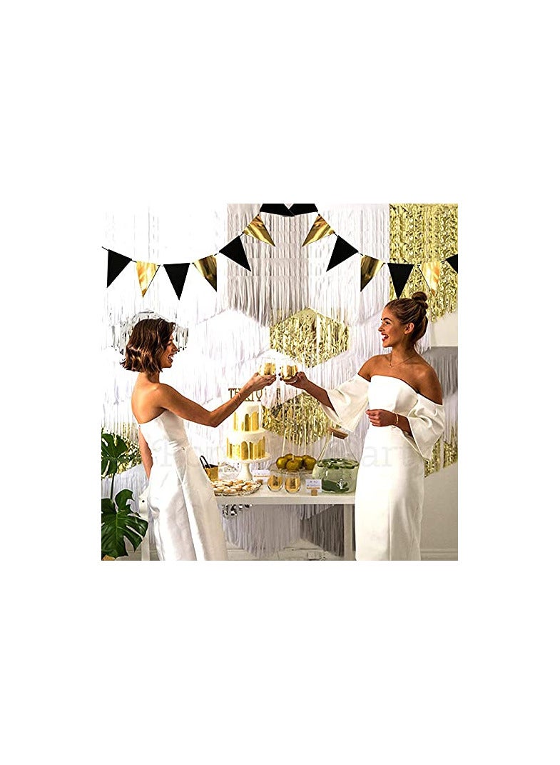 Pop The Party Pop the Party Black and Gold Buntings Flags Banners for Party Decoration(12 Flags)  - Image 3