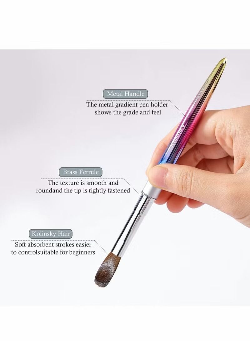 Generic Kolinsky Nail Art Brush,Carved Painted Nail Polish Brush Professional Acrylic Nail Pen 3D Colorful Pure Handmade Makeup Brush with Cap - Image 4
