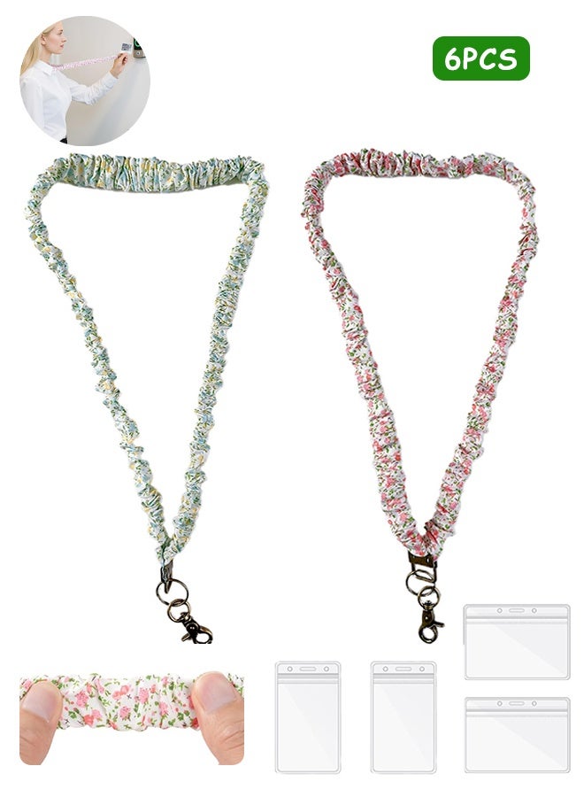 Photon حامل بطاقة الهوية مكون من 6 قطع مع حبل قصير، حبل مطاطي مع حامل بطاقة الهوية، حبل مرن جميل لحامل بطاقة الهوية وحزام محفظة وسلسلة مفاتيح قابلة للتمدد للنساء - Image 1