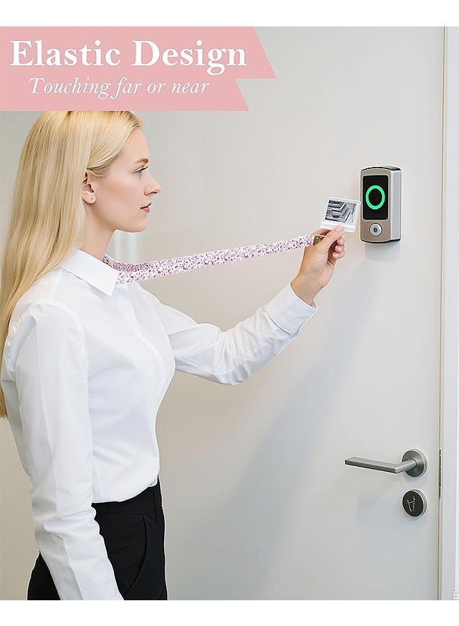 Photon حامل بطاقة الهوية مكون من 6 قطع مع حبل قصير، حبل مطاطي مع حامل بطاقة الهوية، حبل مرن جميل لحامل بطاقة الهوية وحزام محفظة وسلسلة مفاتيح قابلة للتمدد للنساء - Image 4