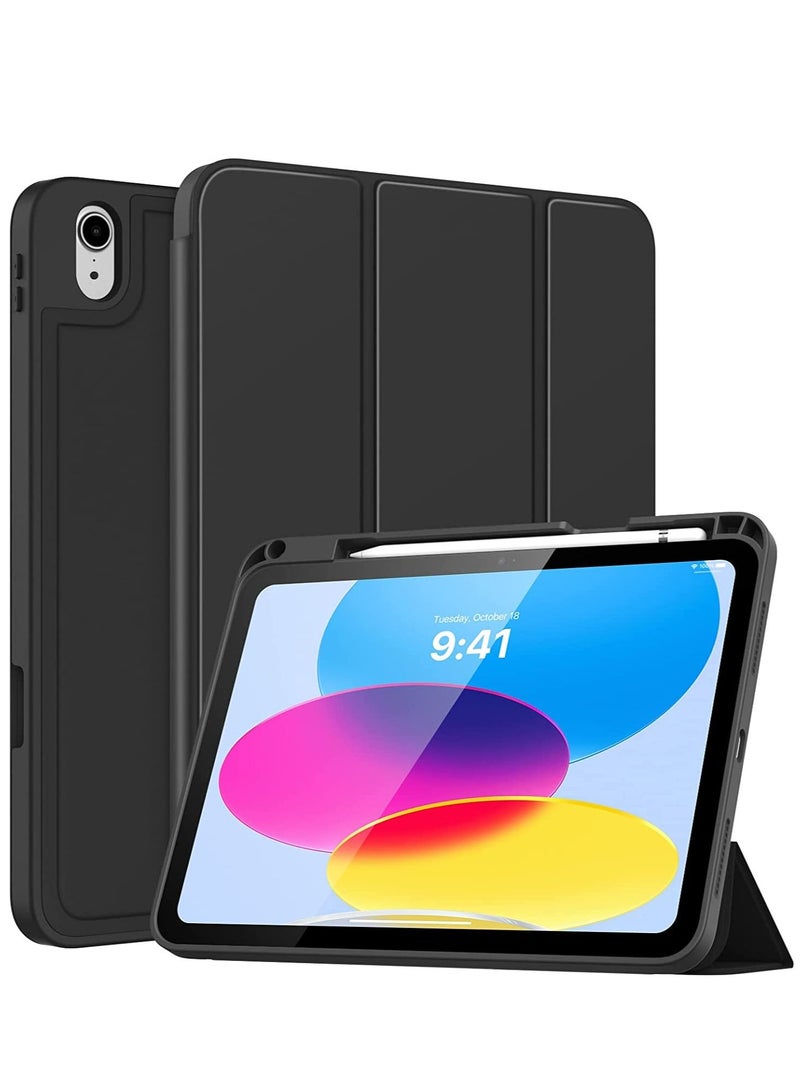 حافظة iPad Air الجيل الخامس 2022، حافظة iPad Air 4th 2020، مقاس 10.9 بوصة، حافظة رفيعة وغطاء خلفي صلب واقٍ ذكي لجهاز iPad Air 5th A2589 A2591 Air 4th Gen A2316 A2324، أسود - Image 1