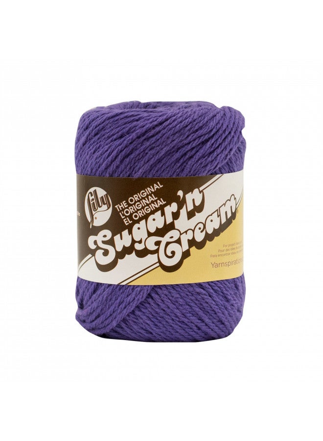 Lily Sugar 'N Cream The Original Solid Yarn, 2.5oz, Medium 4 Gauge, 100% Cotton - Grape - Machine Wash & Dry - Image 1