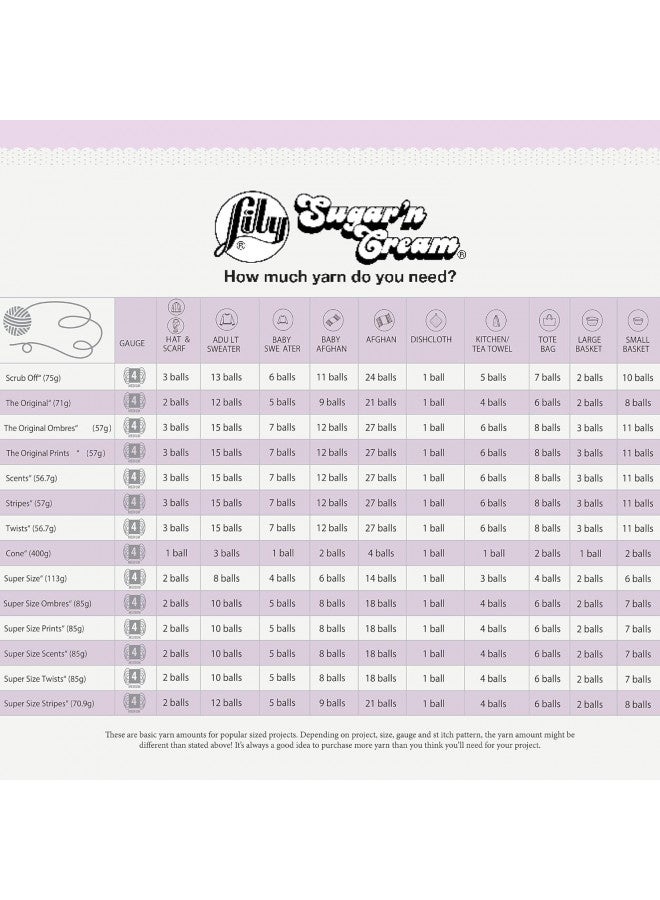 Lily Sugar 'N Cream The Original Solid Yarn, 2.5oz, Medium 4 Gauge, 100% Cotton - Grape - Machine Wash & Dry - Image 2