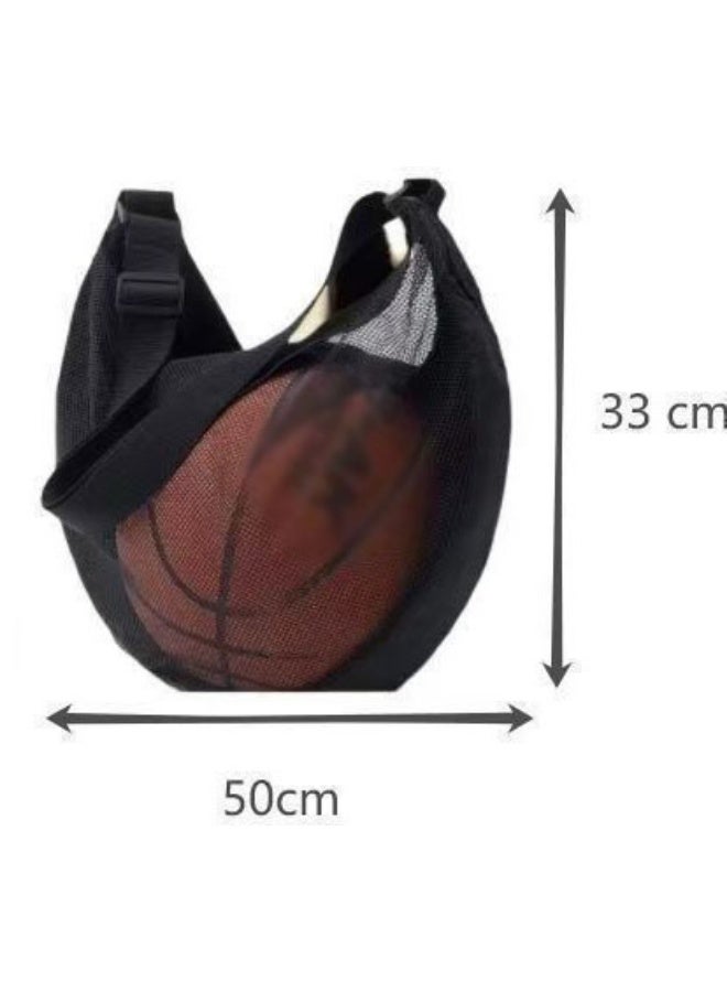 Basketball Mesh Bag 50x33cm Single Shoulder Crossbody Sports Ball Carrier with Adjustable Strap for Gym Training Outdoor Practice - Image 3