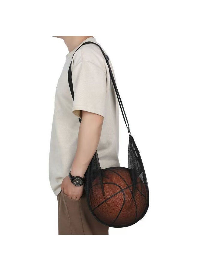 Basketball Mesh Bag 50x33cm Single Shoulder Crossbody Sports Ball Carrier with Adjustable Strap for Gym Training Outdoor Practice - Image 1