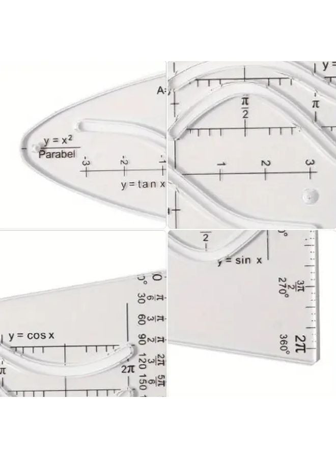 3pcs Cosine Ruler Set for Math Graph Drawing PP Material Triangular Scale Tool - Image 5