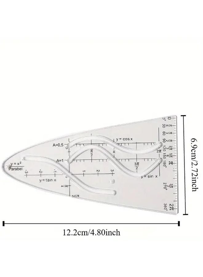 3pcs Cosine Ruler Set for Math Graph Drawing PP Material Triangular Scale Tool - Image 4