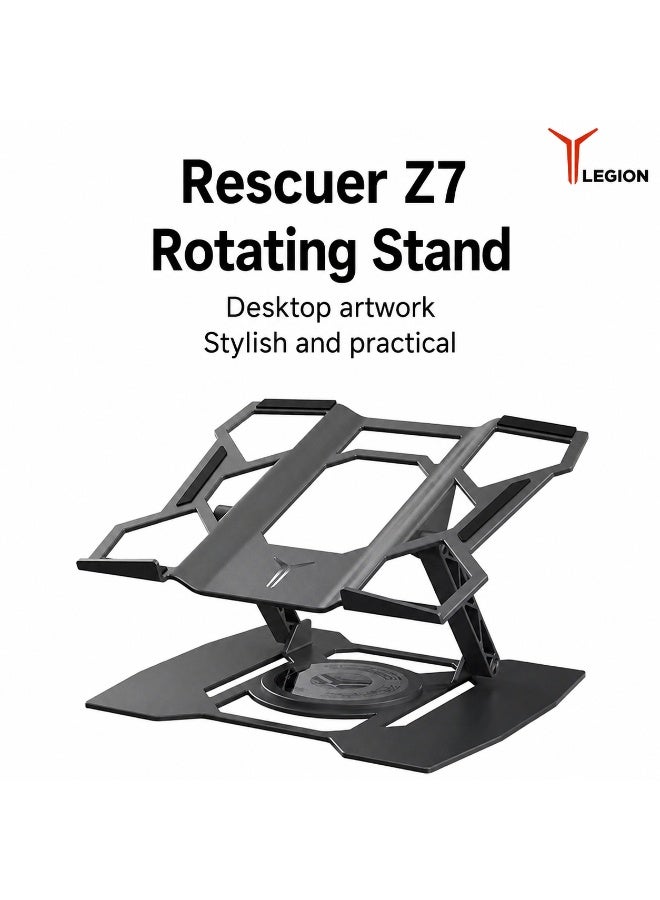 Legion Z7 360° Rotating Aluminum Laptop Stand, Adjustable Ergonomic Notebook Stand with Anti-Slip Silicone Pads, Hollow Cooling Design, Heavy-Duty Metal Desk Stand for 10–17.3 Inch Laptops – Titanium Gray - Image 1