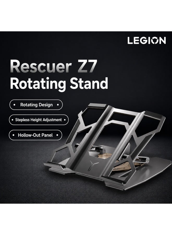 Legion Z7 360° Rotating Aluminum Laptop Stand, Adjustable Ergonomic Notebook Stand with Anti-Slip Silicone Pads, Hollow Cooling Design, Heavy-Duty Metal Desk Stand for 10–17.3 Inch Laptops – Titanium Gray - Image 3