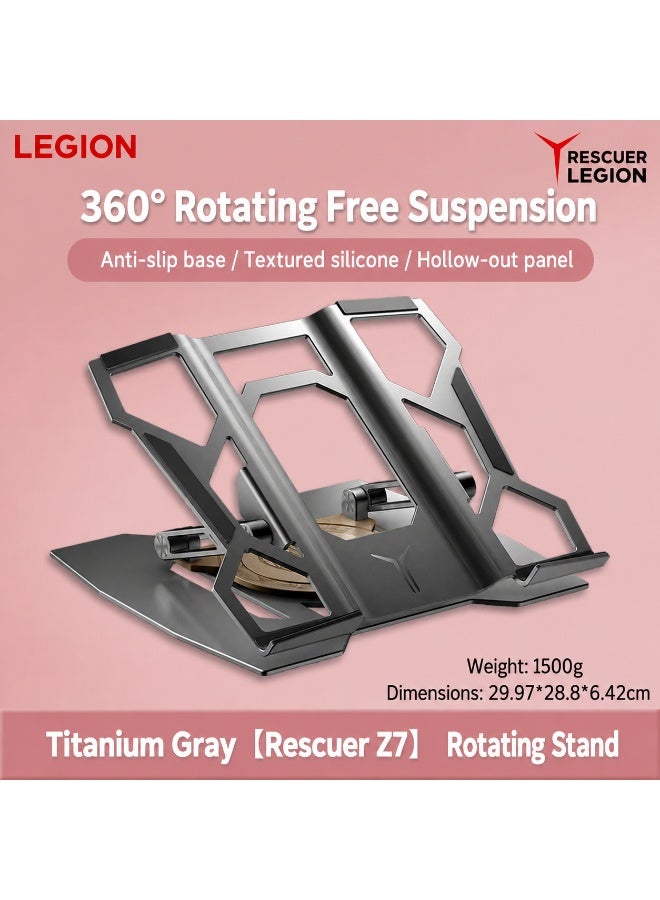 Legion Z7 360° Rotating Aluminum Laptop Stand, Adjustable Ergonomic Notebook Stand with Anti-Slip Silicone Pads, Hollow Cooling Design, Heavy-Duty Metal Desk Stand for 10–17.3 Inch Laptops – Titanium Gray - Image 2