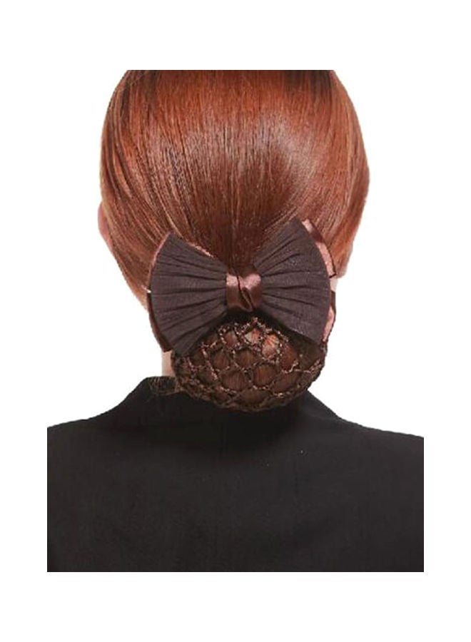 NIBEMINENT Bowknot Ornament Elegant Hair Net Clip Brown 12.5 x 8.4cm - Image 3