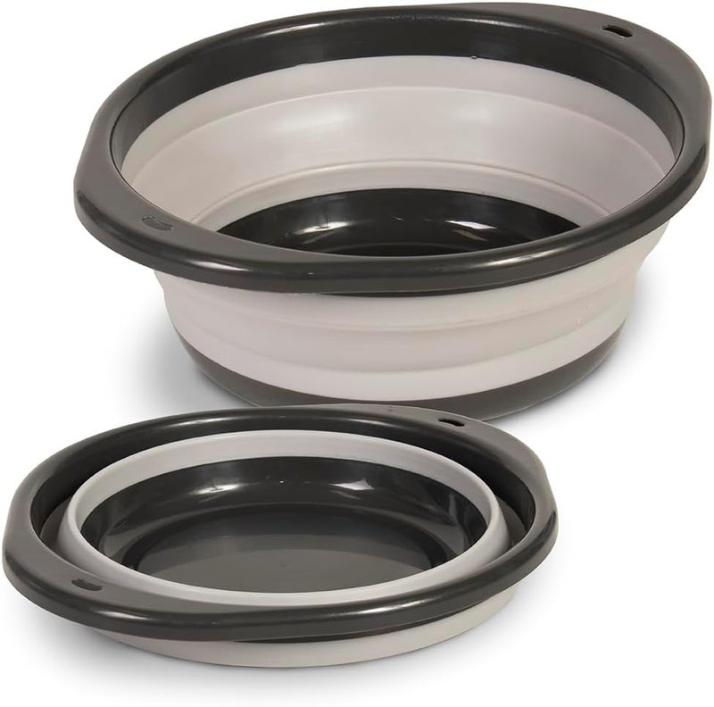 Glad Large Mixing Bowl Collapsible - 5.5L | Foldable Plastic & Rubber Container with Handles for Baking | Dishwasher Safe Kitchen Supplies and RV Essentials Gray - Image 1