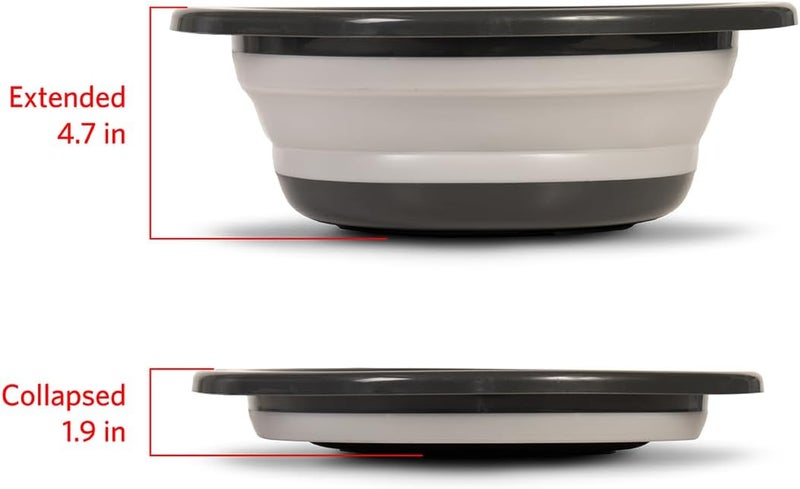 Glad Large Mixing Bowl Collapsible - 5.5L | Foldable Plastic & Rubber Container with Handles for Baking | Dishwasher Safe Kitchen Supplies and RV Essentials Gray - Image 3