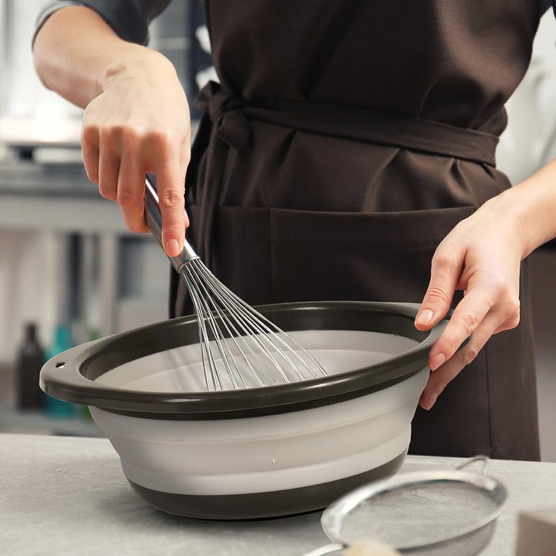 Glad Large Mixing Bowl Collapsible - 5.5L | Foldable Plastic & Rubber Container with Handles for Baking | Dishwasher Safe Kitchen Supplies and RV Essentials Gray - Image 4