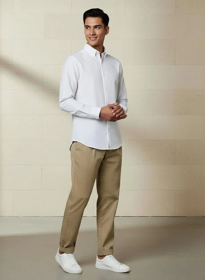 سبلاش فيڤ قميص رجالي بأزرار وياقة رسمية وأكمام طويلة