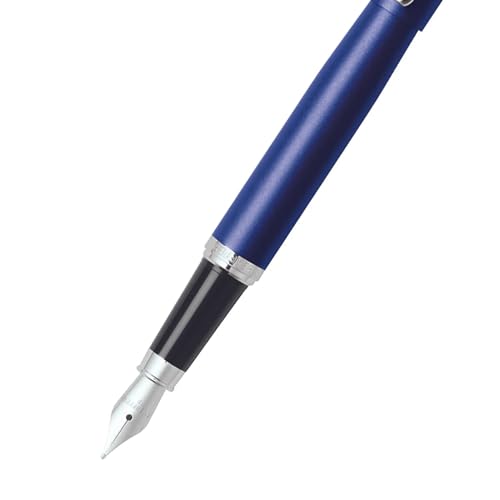 SHEAFFER قلم حبر سائل شيفر VFM باللون الأزرق النيون مع تريم كروم ولقمة متوسطة - Image 2
