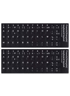 CaseBuy 2Pieces Pack French Keyboard Stickers Matte Vinyl Keyboard Sticker With White Letters Non-Transparent For Pieces Computer Laptop Notebook Desktop Keyboards French  - Image 1
