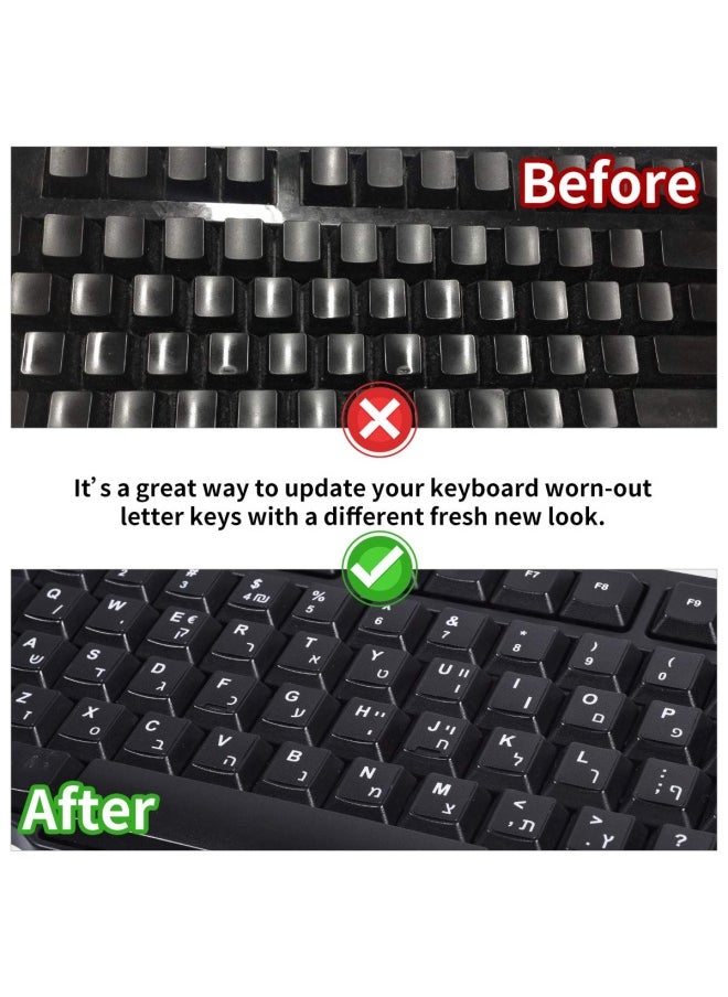 CaseBuy - 2Pieces Pack French Keyboard Stickers Matte Vinyl Keyboard Sticker With White Letters Non-Transparent For Pieces Computer Laptop Notebook Desktop Keyboards French - Image 1