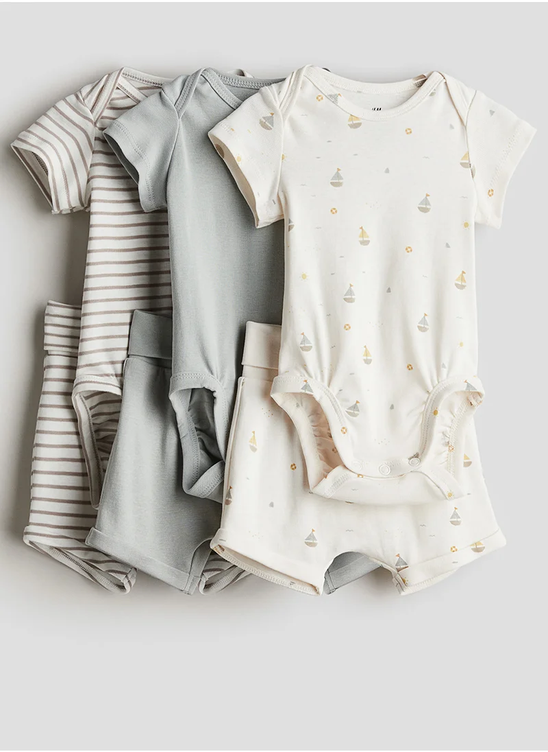 H&M Kids 3 Pack Printed Romper & Shorts Set