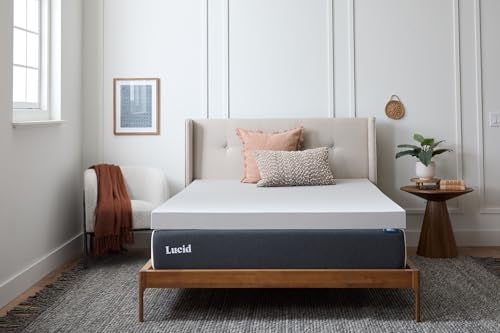 Lucid 3 Inch Bamboo Charcoal Infused Memory Foam Mattress Topper Twin XL Size Moisture and Odor Control Ventilated Deep Plush Feel PressureRelief Bed Topper CertiPur Certified - Image 1