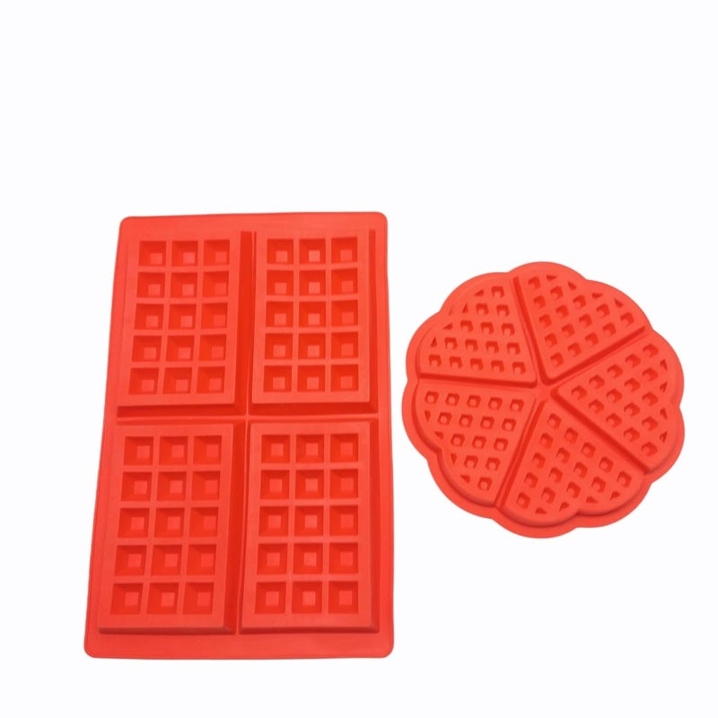 FolcaSilicone 4 Cavity Waffle Mould for Baking Non Stick Square Shaped Silicone Waffle Shape Cake Pan for Waffles Baking Moulds Pizza Quick Bread RecipesSet of 2 - Image 2
