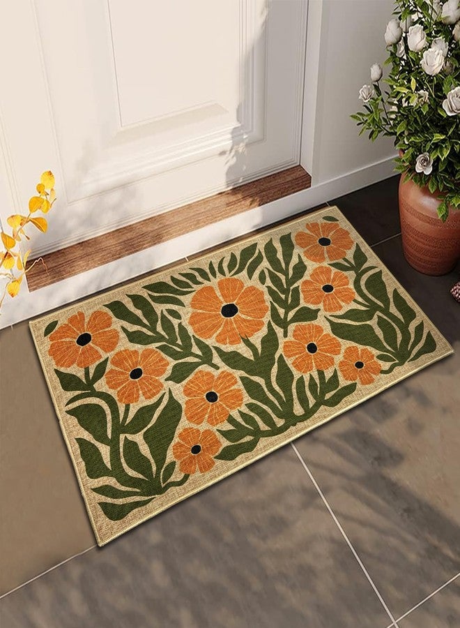 HATARU Front Door Mat Home Mats for Outside Enterway Indoor Outdoor Entrance Flower Doormats with Non-Slip Backing Floor Mats for Family Housewarming Gifts Summer Home Rugs for Bedroom Kitchen 16.9"x29.9" - Image 1