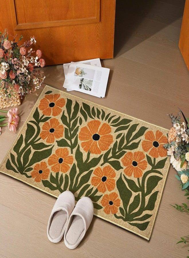 HATARU Front Door Mat Home Mats for Outside Enterway Indoor Outdoor Entrance Flower Doormats with Non-Slip Backing Floor Mats for Family Housewarming Gifts Summer Home Rugs for Bedroom Kitchen 16.9"x29.9" - Image 2