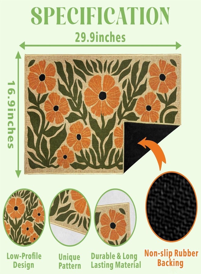 HATARU Front Door Mat Home Mats for Outside Enterway Indoor Outdoor Entrance Flower Doormats with Non-Slip Backing Floor Mats for Family Housewarming Gifts Summer Home Rugs for Bedroom Kitchen 16.9"x29.9" - Image 4