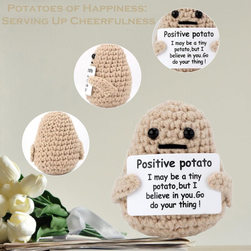 Bukela 2 Pcs Positive Potato & Sunflower Pot Crochet Dolls, Funny Gifts for Women, Cute Home or Office Decorations - Image 2