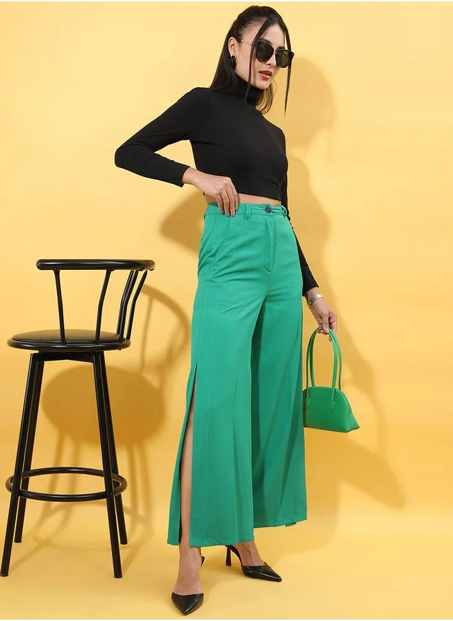 طوكيو توكيز High Rise Bootcut Trousers With Side Slit by Styli
