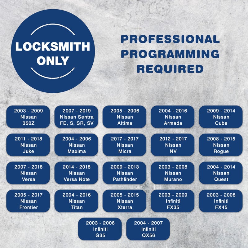 KeylessOption 2X KeylessOption Key Fob Replacement for 2003 2004 2005 2006 2007 2008 2009 2010 2011 2012 2013 2014 2015 2016 2017 2018 2019 Nissan Chevrolet Infiniti Remote, 3-Button CWTWB1U751, Locksmith Required - Image 3