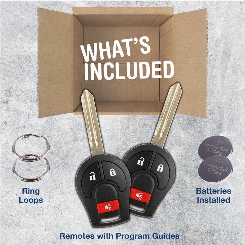 KeylessOption 2X KeylessOption Key Fob Replacement for 2003 2004 2005 2006 2007 2008 2009 2010 2011 2012 2013 2014 2015 2016 2017 2018 2019 Nissan Chevrolet Infiniti Remote, 3-Button CWTWB1U751, Locksmith Required - Image 2