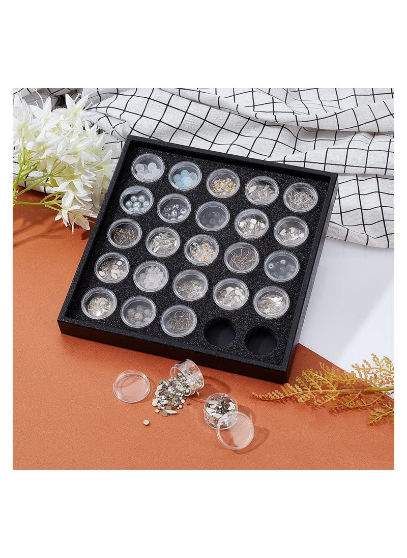 SYOSI - 25 Grids Diamond Gemstone Display Box, Round Storage Box Clear Small Round Plastic Containers Box with Lid Jewelry Organizer Container for Nail Rhinestone Crystal Small Items, Jewelry - Image 1