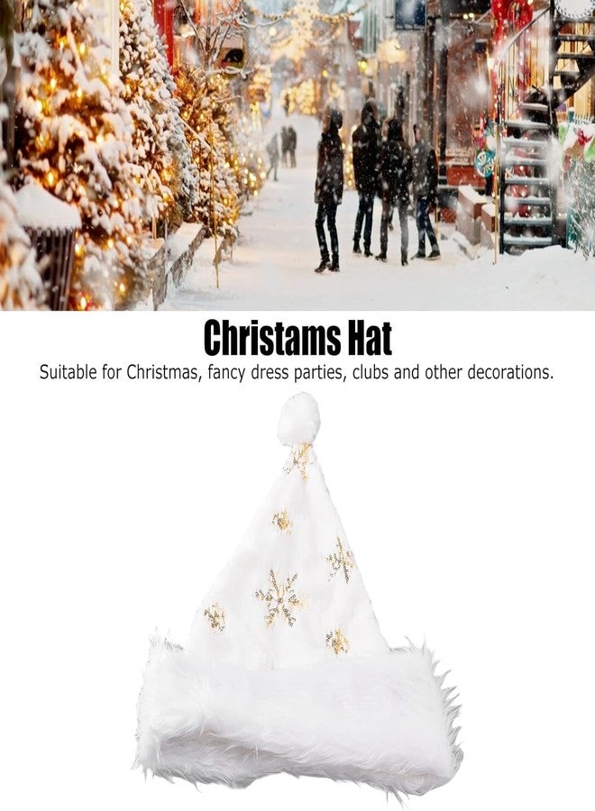 PartyToko 1 Pcs Santa Hat, Christmas Hats for Kids and Adult with Snowflake Comfort Luxury Plush White Hat. with Gold Printed Snowflake - 1pc gold - Image 5