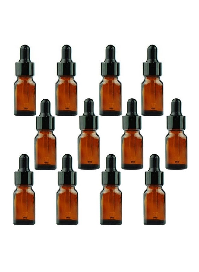 erioctry 5ML/10ML Amber Glass Essential Oil Bottles and Eyed Dropper Black Caps Makeup Cosmetic Sample Container Boxes of Glass for Essential Oil Aromatherapy Use(Pack of 12) (10ML) - Image 1
