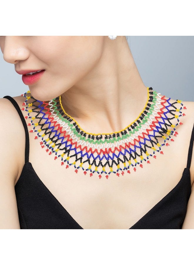 AUEAR - Colorful Beaded Bib Necklace Maasai Necklace South African Necklace African Necklace For Women Girls Sister Best Gift - Image 1