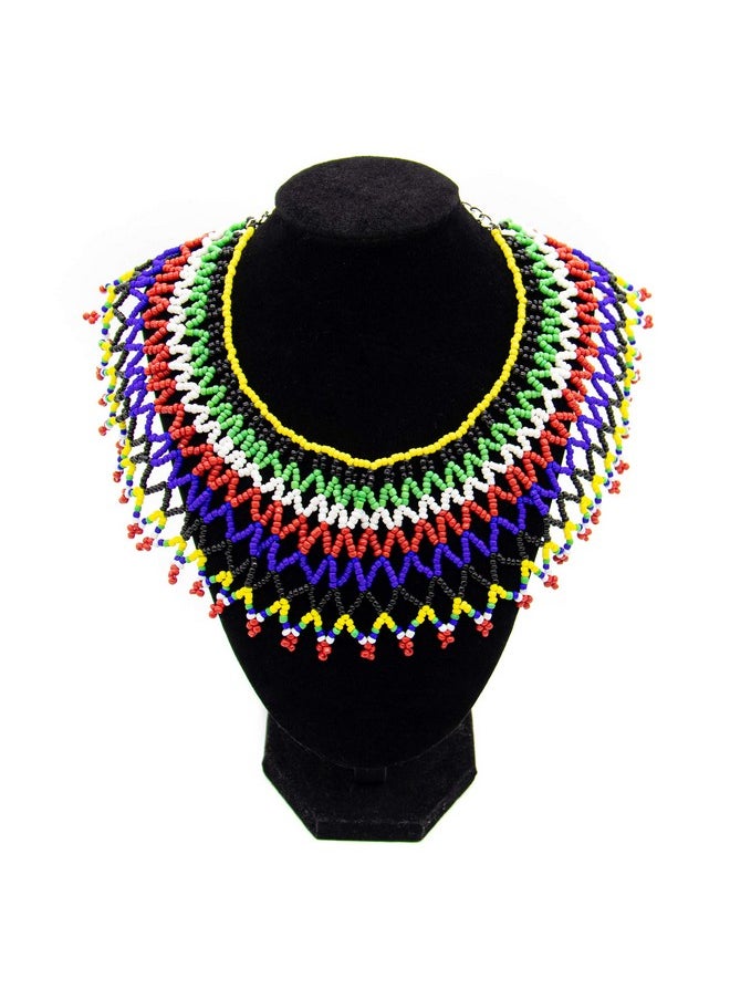 AUEAR - Colorful Beaded Bib Necklace Maasai Necklace South African Necklace African Necklace For Women Girls Sister Best Gift - Image 1