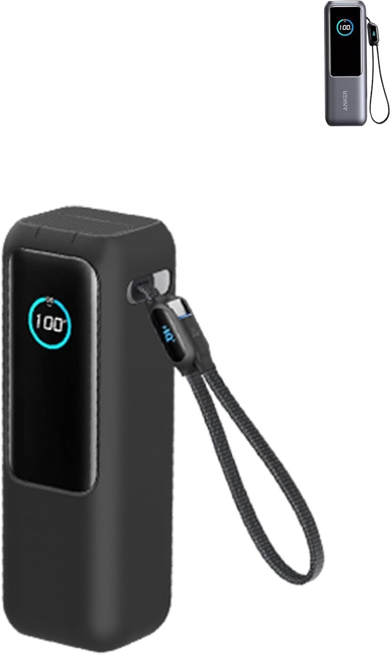 WUNIAK Case for Anker Zolo Laptop Power Bank (25,000mAh 165W), Soft Silicone Protective Portable Scratch Shock Resistant with Lanyard，Black - Image 1
