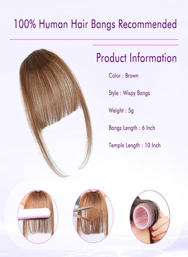 ELEFOCUS Clip-in bangs - 100% human hair bangs clip 6# clip-in bangs extensions fake bangs real hair thin bangs hair clip bangs wig with sideburns curved bangs suitable for daily wear - Image 2