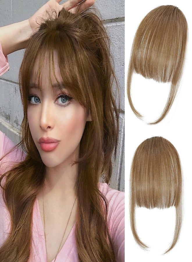 ELEFOCUS Clip-in bangs - 100% human hair bangs clip 6# clip-in bangs extensions fake bangs real hair thin bangs hair clip bangs wig with sideburns curved bangs suitable for daily wear - Image 1