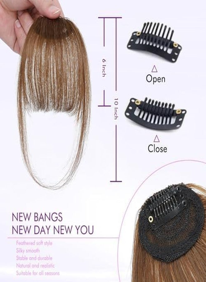 ELEFOCUS Clip-in bangs - 100% human hair bangs clip 6# clip-in bangs extensions fake bangs real hair thin bangs hair clip bangs wig with sideburns curved bangs suitable for daily wear - Image 4