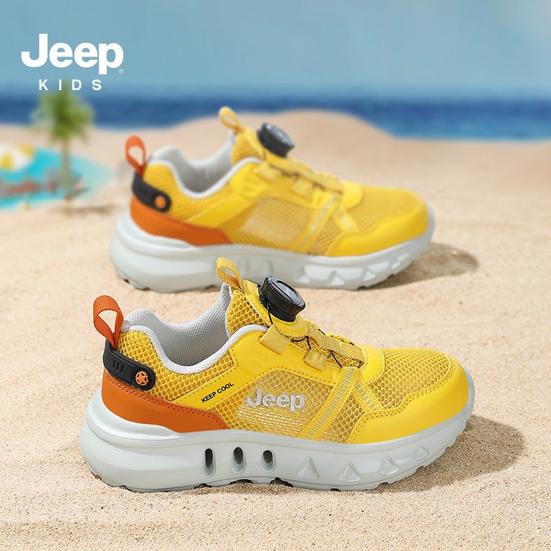 Jeep Kidsren'S Shoes 2025 Spring & Fall New Breathable Mesh Girls' Casual Shoes Rotating Button Boys' Sports Shoes - Image 3