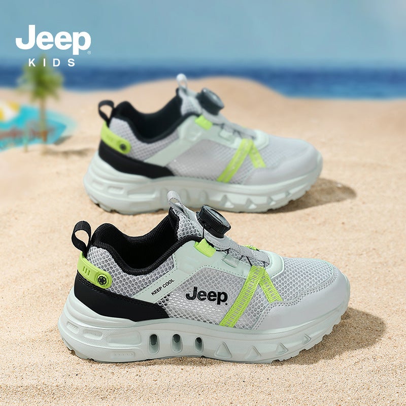 Jeep Kidsren'S Shoes 2025 Spring & Fall New Breathable Mesh Girls' Casual Shoes Rotating Button Boys' Sports Shoes - Image 4