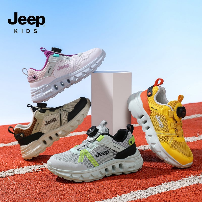 Jeep Kidsren'S Shoes 2025 Spring & Fall New Breathable Mesh Girls' Casual Shoes Rotating Button Boys' Sports Shoes - Image 2