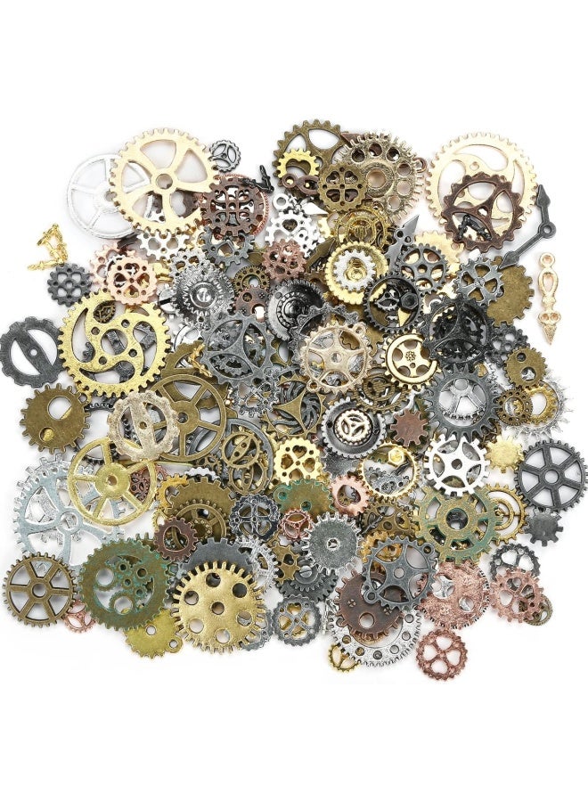 Bigotters 200G Antique Steampunk Accessories, Silver Gears Steam Punk Metal Pendants Charms Wheels For Crafting Jewelry Making - Image 1